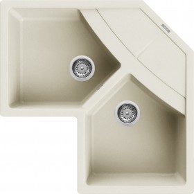Elleci LGUCOR62 | Lavello angolare 2 vasche con gocciolatoio | Unico Corner | 830 x 830 | Granitek G62 | Base Corner | Sopratop