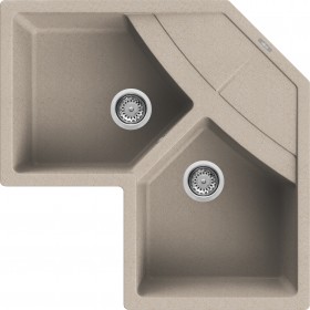 Elleci LGUCOR51 | Lavello angolare 2 vasche con gocciolatoio | Unico Corner | 830 x 830 | Granitek G51 | Base Corner | Sopratop