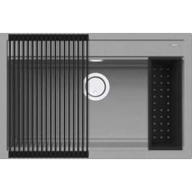 Elleci LKB13097K2 | Lavello 1 vasca con rollmat e colander inclusi | Best 130 Bundle | 790 x 510 | Keratek Plus K97 | Base 800