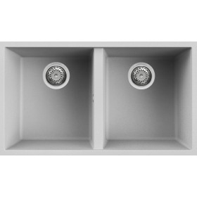Elleci LMQ35079BSO | Lavello 2 vasche | Quadra 350 Sottotop | 760 x 435 | Granitek M79 | Base 800 | Sottotop