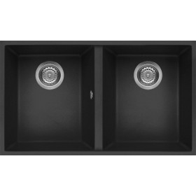 Elleci LMQ35070BSO | Lavello 2 vasche | Quadra 350 Sottotop | 760 x 435 | Granitek M70 | Base 800 | Sottotop