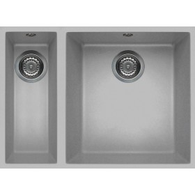 Elleci LMQ15079BSO | Lavello 2 vasche | Quadra 150 Sottotop | 560 x 440 | Granitek M79 | Base 600 | Sottotop