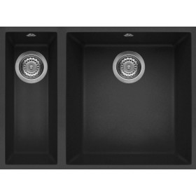 Elleci LMQ15070BSO | Lavello 2 vasche | Quadra 150 Sottotop | 560 x 440 | Granitek M70 | Base 600 | Sottotop