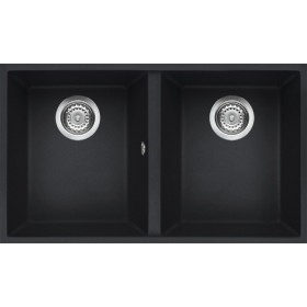 Elleci LGQ35059BSO | Lavello 2 vasche | Quadra 350 Sottotop | 760 x 435 | Granitek G59 | Base 800 | Sottotop