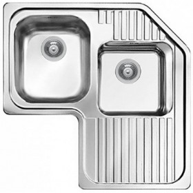 Elleci LIKCORSACSX | Lavello angolare 2 vasche con gocciolatoio | Sky Corner | 830 x 830 | Inox Satinata | Base Corner | Soprat