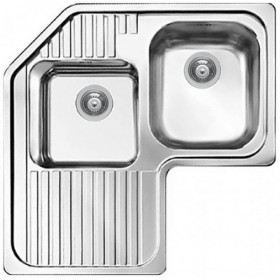 Elleci LIKCORSACDX | Lavello angolare 2 vasche con gocciolatoio | Sky Corner | 830 x 830 | Inox Satinata | Base Corner | Soprat