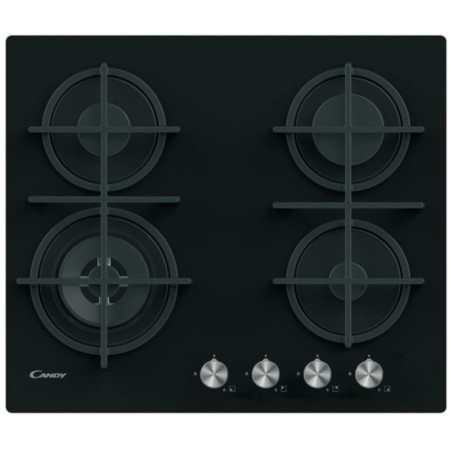 CANDY CDK6GF4WEKB - Piano da 60 cm, 4 fuochi,New Timeless GOG Nero - manopole New Timeless, Big Front DC 4 Kw,Griglie in ghisa,