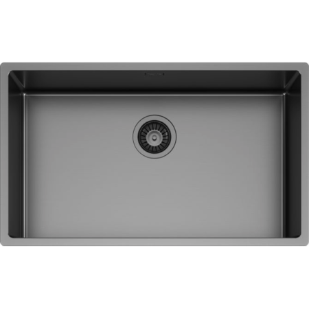 Schock TECN100XLGUM | NEW TECHNICK PVD N100 XL | Acciaio Inox 304 | 740X440 | PVD GUN METAL | 1 VASCA 700x400 - FINITURA PVD GUN