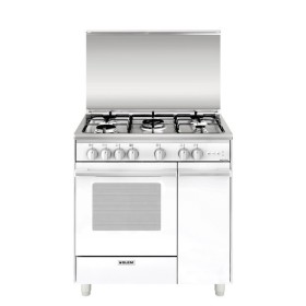 GLEM GAS UQ855VX | 80x50        
 STIPETTO ATTREZZATO CON CARRELLO | BIANCO | 4f. gas + 1 tripla corona centrale da 3,8 KW, forn