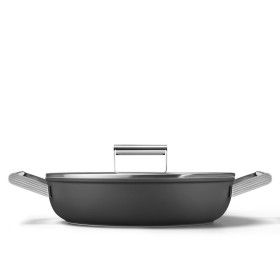 SMEG PED LIBERA DPF2812BLM | UTENSILI CUCINA | Cookware | Nero Opaco | Tegame due manici con coperchio - rivestimento ceramico -