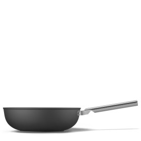 SMEG PED LIBERA WOF3002BLM | UTENSILI CUCINA | Cookware | Nero Opaco | Wok con manico lungo con coperchio - rivestimento ceramic