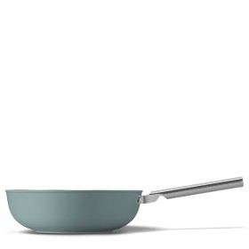 SMEG PED LIBERA WOF3002EGM | UTENSILI CUCINA | Cookware | Verde Smeraldo Opaco | Wok con manico lungo con coperchio - rivestimen