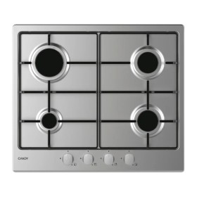 CANDY CHW6BRX - Piano da 60 cm inox,  Griglie in piattina, 4 fuochi con Rapid, manopola inox